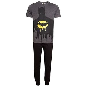 DC Comics Heren Batman pyjama voor mannen Pjs T-shirt met korte mouwen + Lounge broek cadeauset, Zwart, M