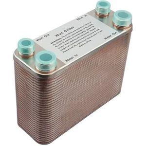 Wortkoeler, 60 Plaat Wort Chiller, Roestvrij Staal 304 Tuinslang Draad Plaat, HomeBrewing Hoge Efficiëntie Platenwarmtewisselaar, 3/4 NPT Poort