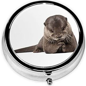Pillendoos Leuke Otter Ronde Pil Case 3 Compartiment Geneeskunde Pil Organizer Leuke Pil Organizer Draagbare Reizen Pillendoos Geneeskunde Vitamine Kabeljauw Leverolie Opbergdoos Unieke Gift Organizer