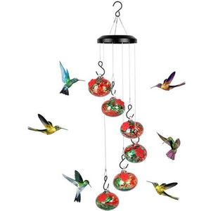 Windgong Kolibrie Feeders Opknoping Kolibrie Feeder Met 6 Voederballen Outdoor Tuin Vogelvoeder (Rood)