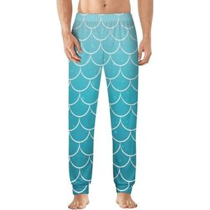 Blauwe zeemeerminstaart heren pyjama broek zachte lounge bodems lichtgewicht slaapbroek