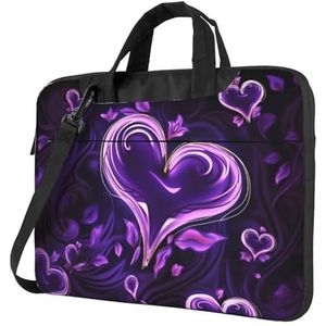 Purple Love Laptoptas voor Vrouwen Mannen 15,6 inch Computer Sleeve Zakelijke Reizen Aktetas Messenger Bag, Zwart, 14 inch
