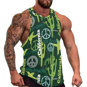 Groene Californië Dieren Reizen Heren Tank Top Grafische Mouwloze Bodybuilding Tees Casual Strand T-Shirt Grappige Gym Spier