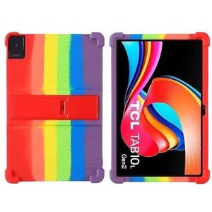 Tablethoes geschikt for TCL Tab 10L Gen 3 LTE & 2 8193A 8492A 10.1"" Tablet PC Siliconen schokbestendige zachte hoes met standaard(Rainbow,Tab 10L Gen 2)