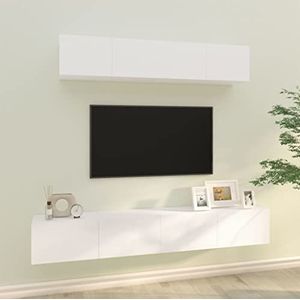 CBLDF Meubels-sets-4-delige tv-kast set wit ontworpen hout