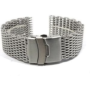 NASUNJIA 4.0 Mm Dikte Unieke Stijlvolle Ruwe Haai Mesh Band Roestvrij Stalen Horlogeband Metalen Armband 18 20 22 24 26 Mm(Silver,22mm)