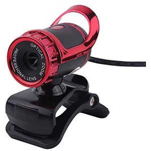 ASHATA Webcam-camera, 12,0 m, pixels, USB, draaibaar, 640 x 480, geïntegreerde microfoon, ondersteunt XP / / / / Vista 32 bits, rood