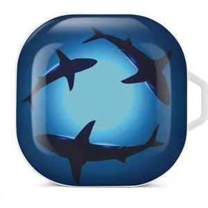 Drijvende haaien oordopjes hoesje compatibel met Samsung hard shell beschermhoes wit stijl