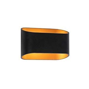 QAZQA - Moderne wandlamp zwart met gouden binnenkant - Alone R | Woonkamer | Slaapkamer | Keuken - Aluminium Ovaal - G9 Geschikt voor LED - Max. 1 x 40 Watt