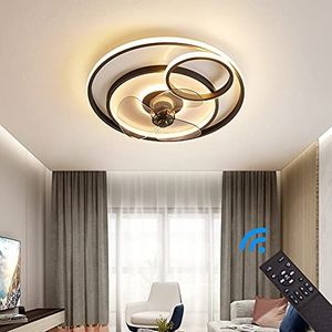 Eurotondisplay Plafondventilator met LED-verlichting, plafondlamp, 3338, grijs, 50 cm, 116 W, met afstandsbediening, lichtkleur/helderheid instelbaar, dimbaar, LED-plafondlamp, ventilator licht plafond (3338)