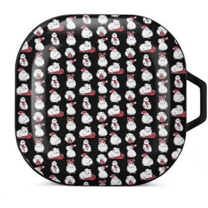 Witte Hamster Oordopjes Hoesje Compatibel met Samsung Hard Shell Beschermhoes Zwart-Stijl