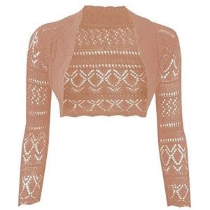 Hamishkane® Gehaakte shrug voor dames, lange mouwen, stijlvolle bolero-vesten voor dames, gehaakt vest, geweldig voor geklede gelegenheden en casual outfits, Mokka, 38-40