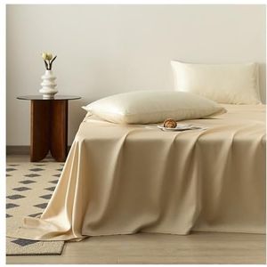 Alleen platte lakens Twin Queen King Size 300 draadtelling Satijngeweven Tencel Lyocel Zijden platte laken Luxe zachte koeling for warme slapers Zijdeachtig ademend (Color : Champagne, Size : 245x26