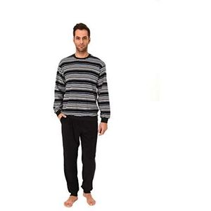 59672 Badstof pyjama voor heren, lange pyjama met manchetten, ook in extra grote maten verkrijgbaar, donkergrijs, 52