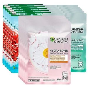 Garnier - SkinActive Hydra Bomb - Gezichtsmaskers - 15 Stuks - Hydraterend met Granaatappel en Kamille
