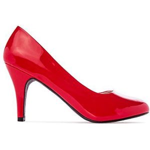 Andrés Machado - Elegante hoge hakken voor dames en meisjes met een hak van 9,5 cm en ronde neus - AM422 - hoge hak, imitatielakleer - Modelmaat small - rood, EU 43