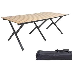 Grafner XXL campingtafel in houtlook inklapbaar, 118 x 58 x 43 cm, lage uitvoering, kleine verpakkingsmaat met tas, stabiel en draagbaar, tot 50 kg, koolstofstaal, roltafel, klaptafel, picknicktafel,