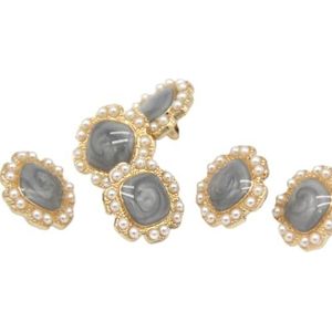 Knop Metalen knop naaiknop 10 stuks Vintage bloem parel goud metalen knopen for dames shirt kleding jas trouwjurk decoratieve naaiaccessoires-roze, 12 mm (Color : Grey Blue_12mm)