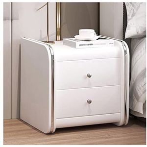 Bijzettafel Sofa Bijzettafel Modern wit nachtkastje met 2 laden, nachtkastje/kastorganisator for kleine ruimtes, slaapkamer Slaapkamertafel (Color : 48cm- white)