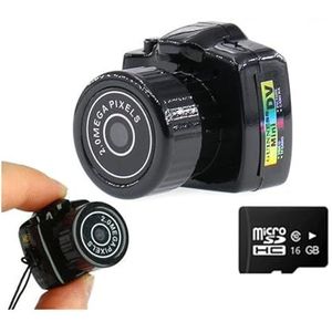 Actiecamera Tiny Mini Camera HD Video Audio Recorder Webcam Y2000 Camcorder Kleine DV DVR Beveiliging Secret Nanny Auto Sport Micro Cam met Microfoon (Color : Nero, Size : Cam add 16g tf Card)
