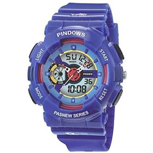 Ladies Sport Digital Watches, Silicone Strap Multi Dial Quartz Watch, 5 ATM waterdichte twee tijdzone horloges, LED -achtergrondverlichting Analoge horloge, meisjeshorloges voor tieners,Blauw