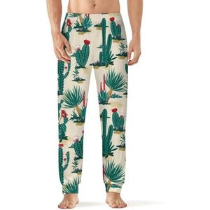 Cactus & Bloeiende Vetplanten Bloem Mannen Slaap Pyjama Lounge Broek Rechte Fit Slaap Bodems Zachte Lange Pj Broek Nachtkleding