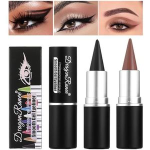 YIBABY Crème Eyeliner, 2 kleuren, mat, sneldrogende eyeliner, watervaste oogschaduw, zwarte eyeliner, stift, gel, langhoudende oogmake-up (zwart en bruin)