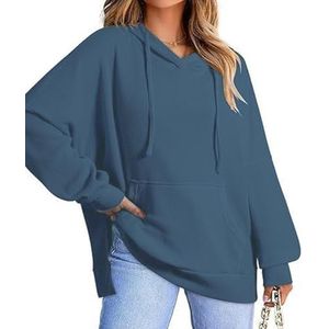 Oversized zachte en rekbare tuniek sweatshirt voor vrouwen casual lange mouw lichtgewicht comfortabel, 2024 mode hoodies wafel gebreide split split ronde zoom hoodie met zakken, wafel trekkoord trui