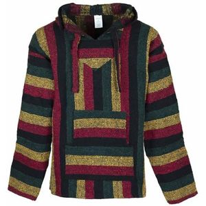 Siesta Baja Hoodie - Mexicaanse Jerga Hippie Festival Jumper met capuchon voor heren en dames (Rasta, XL)