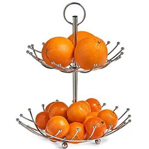 Fruitschaal/fruitmand rond zilver metaal 36 cm - Fruitschalen/fruitmanden - Draadmand van metaal