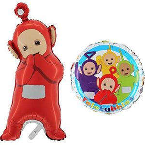 Toyland® 2-pack Teletubbies-ballonnen - Ballon met ronde karakters en rode ballon in Po-vorm - Decoraties voor kinderfeestjes