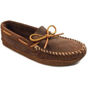 Minnetonka Heren suède mocassin pantoffels, dubbele bodem zachte zool instapper, bruin ruff, 11,5 W