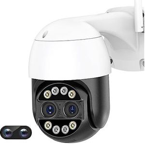 Beveiligingssysteem, 8MP 4K IP Camera Beveiliging 8X Zoom Dual Lens 2K 4MP CCTV Video Surveillance Cam AI Menselijk detecteren Auto Tracking IP66 APP(4MP Add 128GB Card)