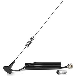 Bingfu - FM Antenne - Magnetische Basis - 75 Ohm - Met 2 meter Verlengkabel
