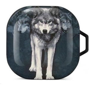 Wolf's Shadow Earbuds Case Compatibel met Samsung Hard Shell Beschermhoes Zwart-Stijl
