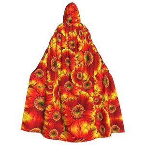 WURTON Oranje Zonnebloem Print Volwassen Hooded Mantel Unisex Capuchon Halloween Kerst Cape Cosplay Kostuum Voor Vrouwen Mannen