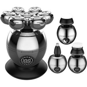 Draagbare led-displaybaardtrimmerset voor mannen, waterdicht scheerapparaat met kale kop met verwijderbare functies, duurzaam plastic ontwerp