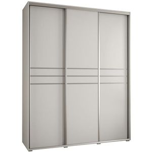 MEBLE KRYSPOL Davos 1 190 slaapkamerKledingkast met drie schuifdeuren - Moderne kledingkast, kledingroede en planken - 235,2x190x60 cm - wit wit zilver
