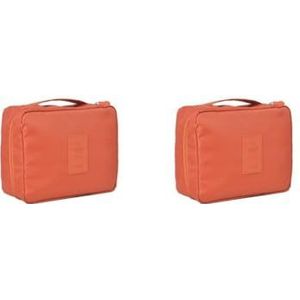 Cosmetische Opbergtas Waterdichte Grote Capaciteit Draagtas Toiletartikelen Pouch Case Thuis Make-up Wassen Pocket Vrouwen Meisjes Rode Wijn, 2 Set (Oranje), as description, als beschrijving