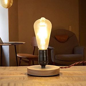 Easylight Kleine tafellamp industrieel design hout metaal decoratieve EDISON vintage lamp tafellamp