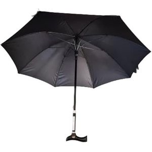 Russka Paraplu wandelstok in hoogte verstelbaar met houtgreep in zwart