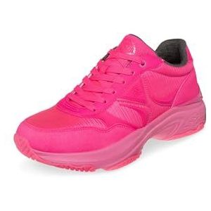 SOCCX Modieuze sneakers voor dames in een kleurige materiaalmix, neonroze, 41 EU