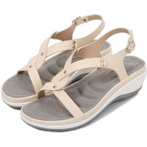 Xytraiihw Slippers voor dames, strass parel casual slippers comfortabele platte sandalen grote maat clip teen zomerschoenen zachte zool antislip sandalen voor strand,Beige,36 EU