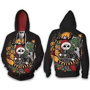 The Nightmare Before Christmas Hoodie Rits Sweatshirts voor Dames Heren, Stel 3D Print Jack & Sally Lange Mouw Cosplay Kostuum