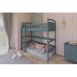 thematys MIA Kinderbed, 90 x 200 cm, blauw, veilig en stijlvol hoogslaper, perfect voor spel en slaap (grijs)