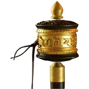 Gebedswiel, Tibetaanse boeddhistische gebedsmolen van messing, veelkleurig(Black+gold)