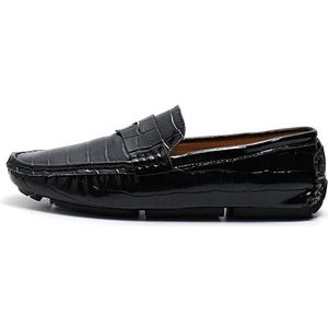 Heren loafers schoen ronde neus geruit veganistisch leer Penny rijden loafers comfortabel lichtgewicht antislip bruiloft mode instapper(Color:Black,Size:41 EU)