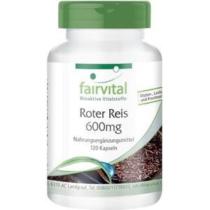 Fairvital | Rode Rijstextract 600 mg - 120 veganistische capsules - gefermenteerd - 2,95 mg Monacoline K - op kwaliteit getest en hoog gedoseerd - Made in Germany