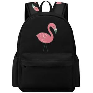 Roze Flamingo Mini Rugzak Leuke Schoudertas Kleine Laptop Tas Reizen Dagrugzak voor Mannen Vrouwen