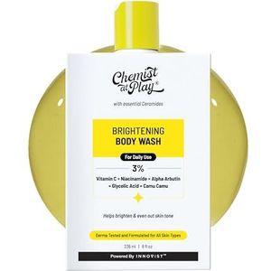 Chemist at Play Brightening Body Wash | Glowing Skin Vitamin C Bodywash | Helps to Reduce Fades Dark Spots, Evens out Skin Tone | Alpha Arbutin | 30X Vitamin C with Camu Camu | For Women & Men | 236ml